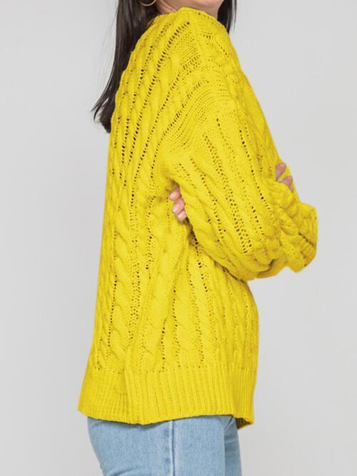 Autumn Fun Cable Knit Crew Neck Sweater-MXSTUDIO.COM