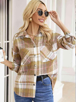 Autumn Fun Snap Button Plaid Jacket-MXSTUDIO.COM