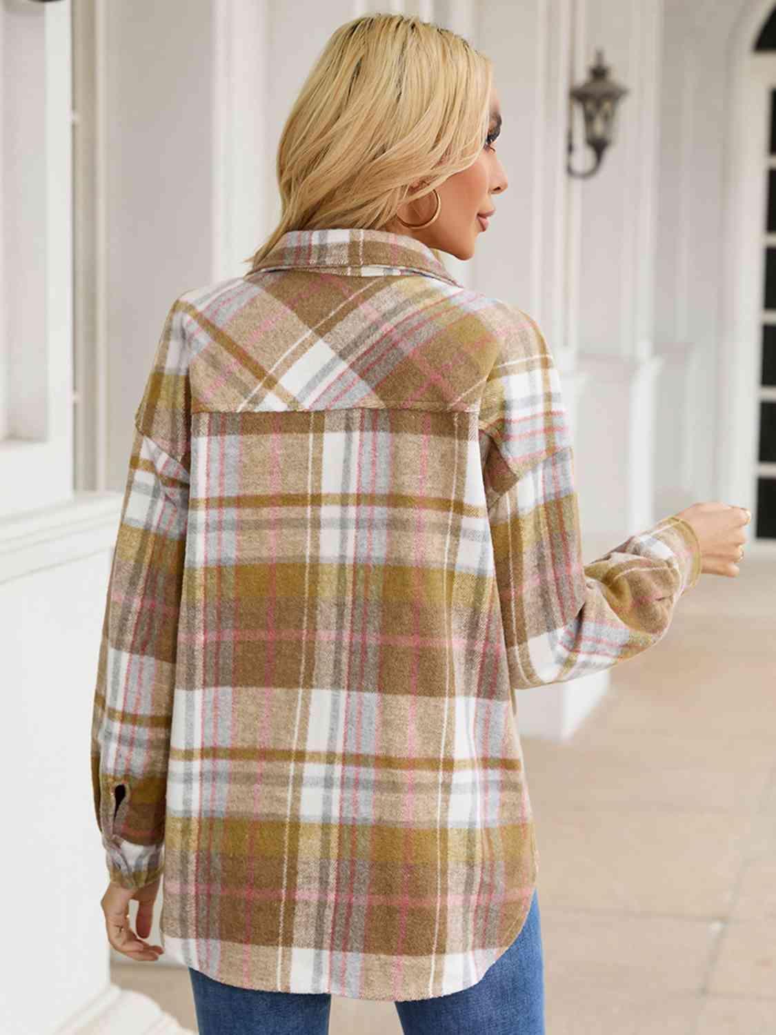 Autumn Fun Snap Button Plaid Jacket-MXSTUDIO.COM