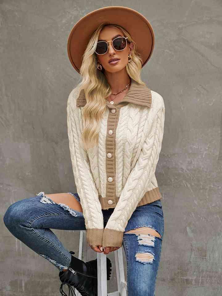 Autumn In Style Buttoned Collared Cardigan - MXSTUDIO.COM