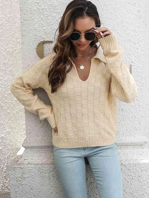 Autumn Lounge Collared Knit Sweater - MXSTUDIO.COM