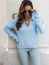 Autumn Lounge Collared Knit Sweater - MXSTUDIO.COM