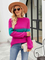 Autumn Mode Long Sleeve Color Block Sweater - MXSTUDIO.COM