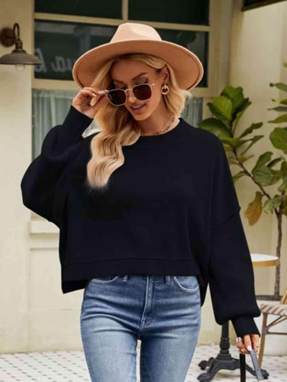 Autumn Ready Expose Seams Dropped Shoulder Sweater - MXSTUDIO.COM