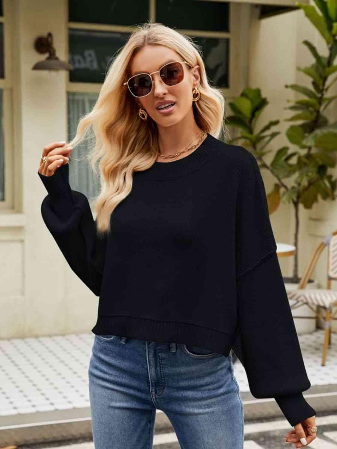 Autumn Ready Expose Seams Dropped Shoulder Sweater - MXSTUDIO.COM