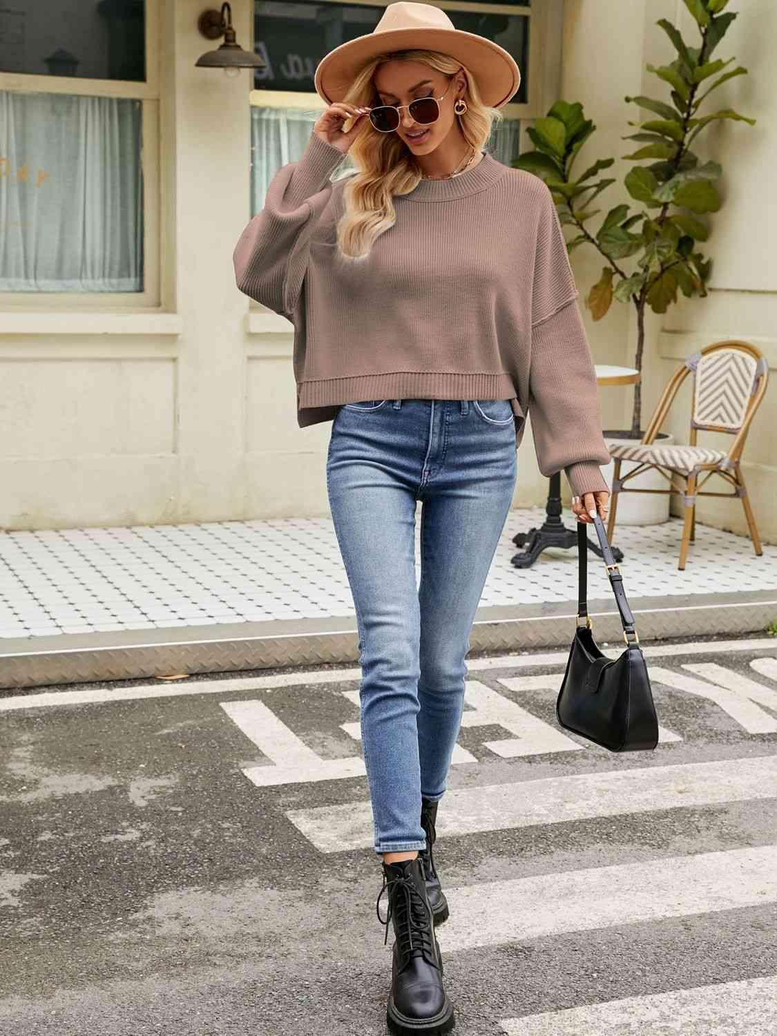 Autumn Ready Expose Seams Dropped Shoulder Sweater - MXSTUDIO.COM