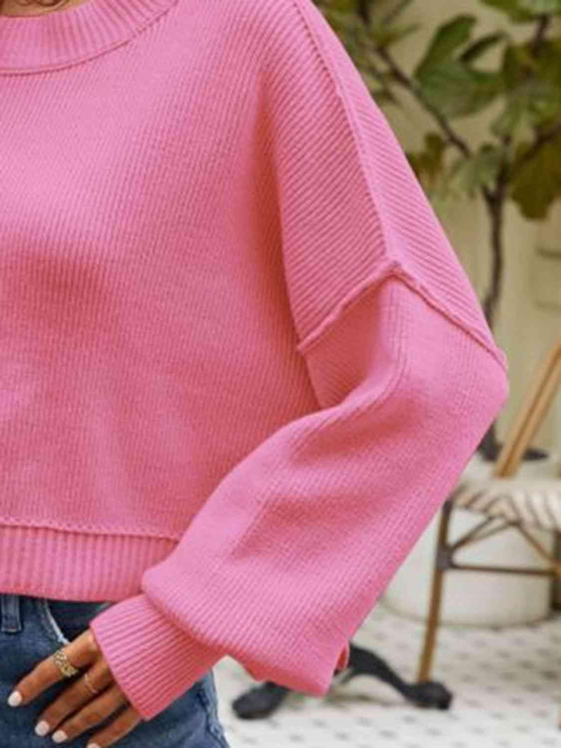 Autumn Ready Expose Seams Dropped Shoulder Sweater - MXSTUDIO.COM