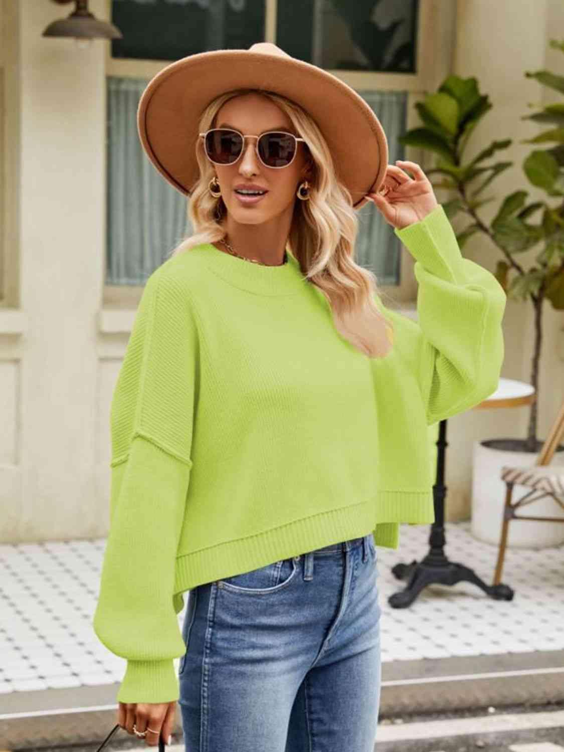 Autumn Ready Expose Seams Dropped Shoulder Sweater - MXSTUDIO.COM