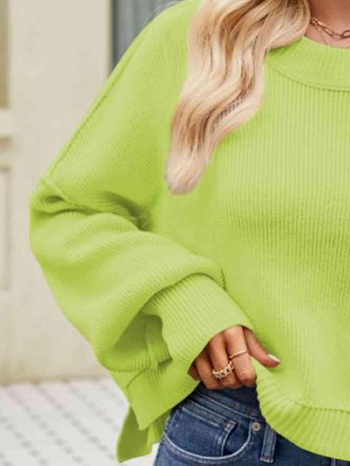 Autumn Ready Expose Seams Dropped Shoulder Sweater - MXSTUDIO.COM