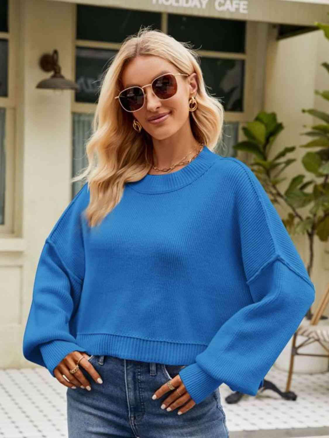 Autumn Ready Expose Seams Dropped Shoulder Sweater - MXSTUDIO.COM