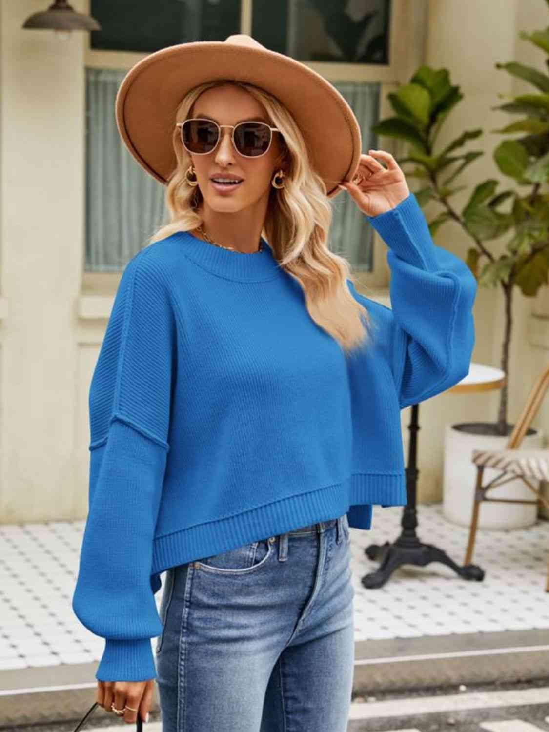 Autumn Ready Expose Seams Dropped Shoulder Sweater - MXSTUDIO.COM