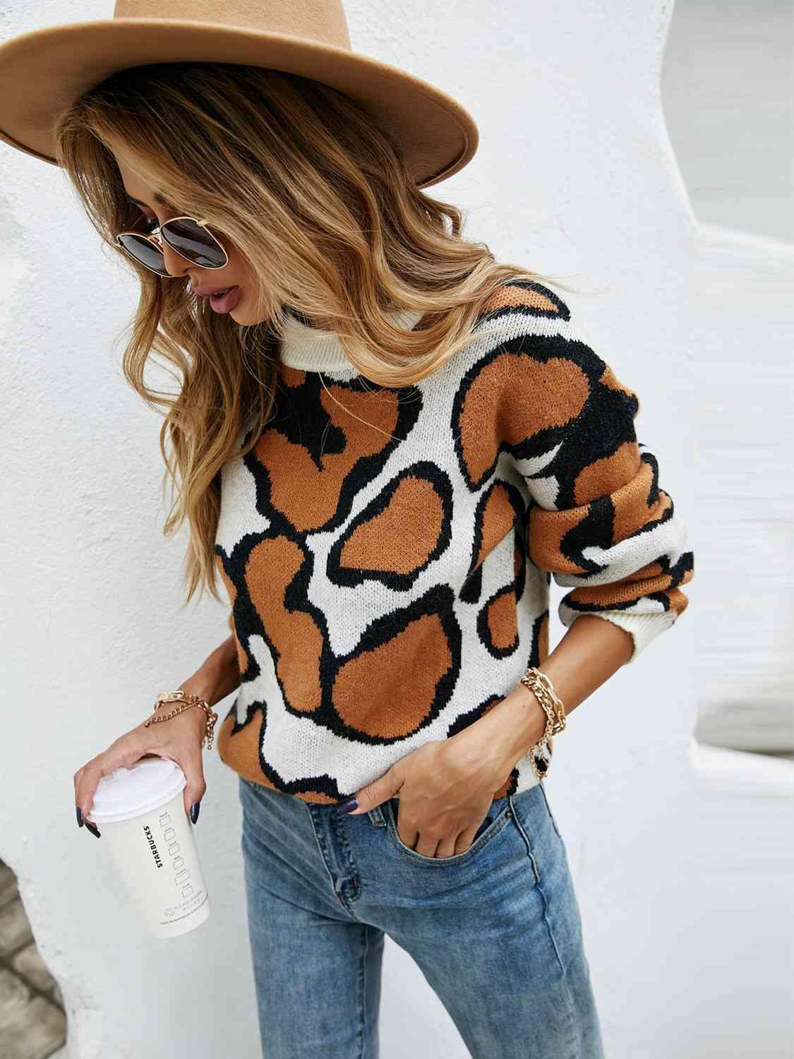 Autumn Snug Crew Neck Leopard Print Sweater - MXSTUDIO.COM