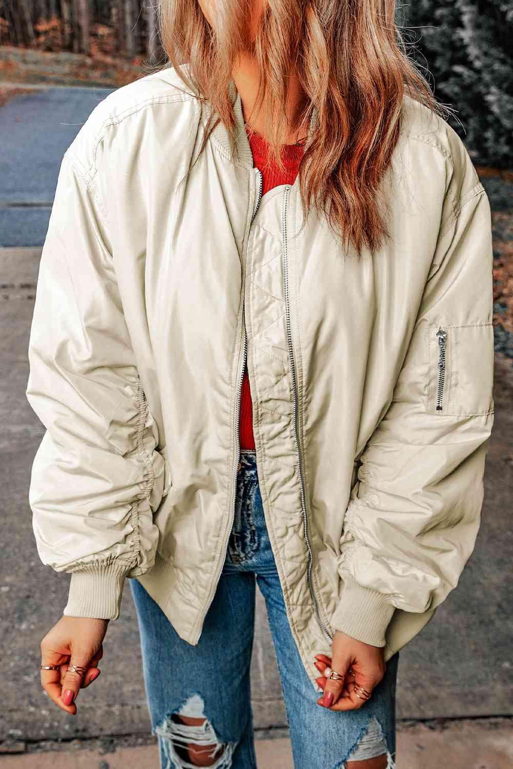 Autumn Street Style Zip-Up Baseball Collar Jacket-MXSTUDIO.COM