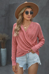 Autumn Style Knitted Long Sleeve Surplice Top - MXSTUDIO.COM