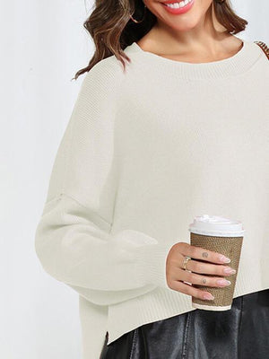 Autumn Sweetie Crew Neck Drop Shoulder Sweater - MXSTUDIO.COM