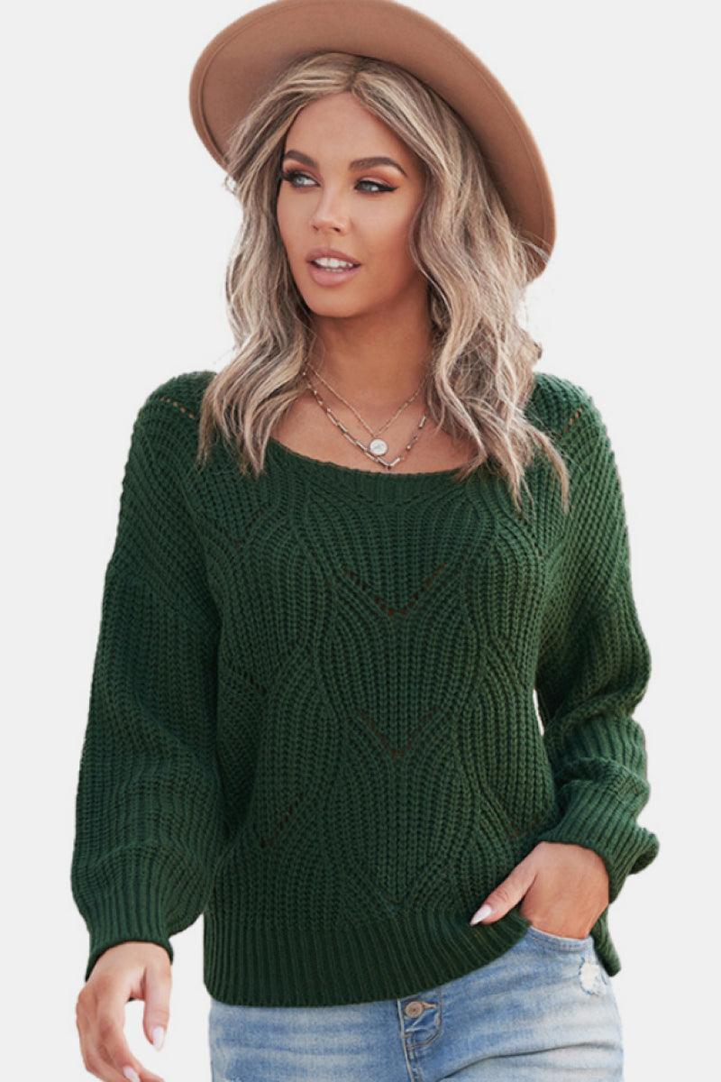 Autumn Sweetie Scoop Neck Relaxed Fit Sweater - MXSTUDIO.COM