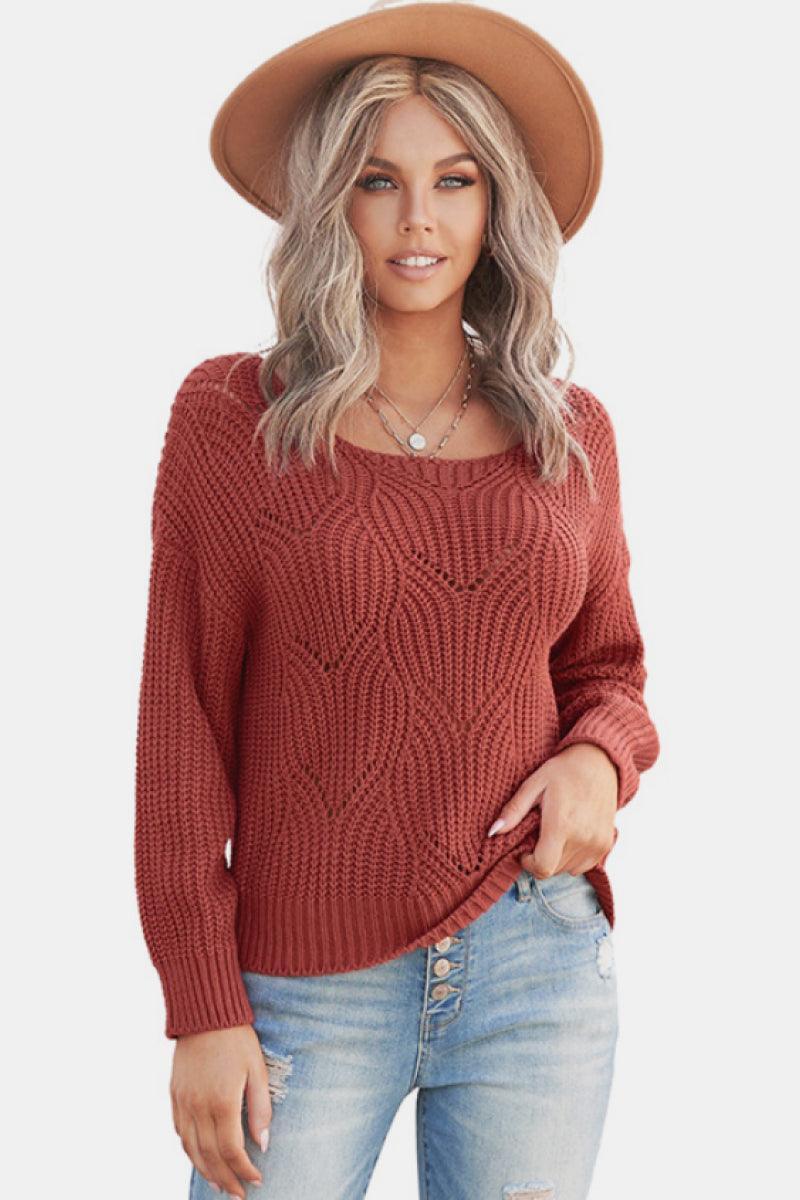 Autumn Sweetie Scoop Neck Relaxed Fit Sweater - MXSTUDIO.COM