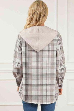 Autumn Wrap Plaid Hooded Jacket - MXSTUDIO.COM