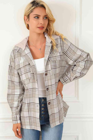 Autumn Wrap Plaid Hooded Jacket - MXSTUDIO.COM