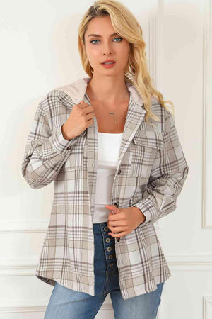 Autumn Wrap Plaid Hooded Jacket - MXSTUDIO.COM