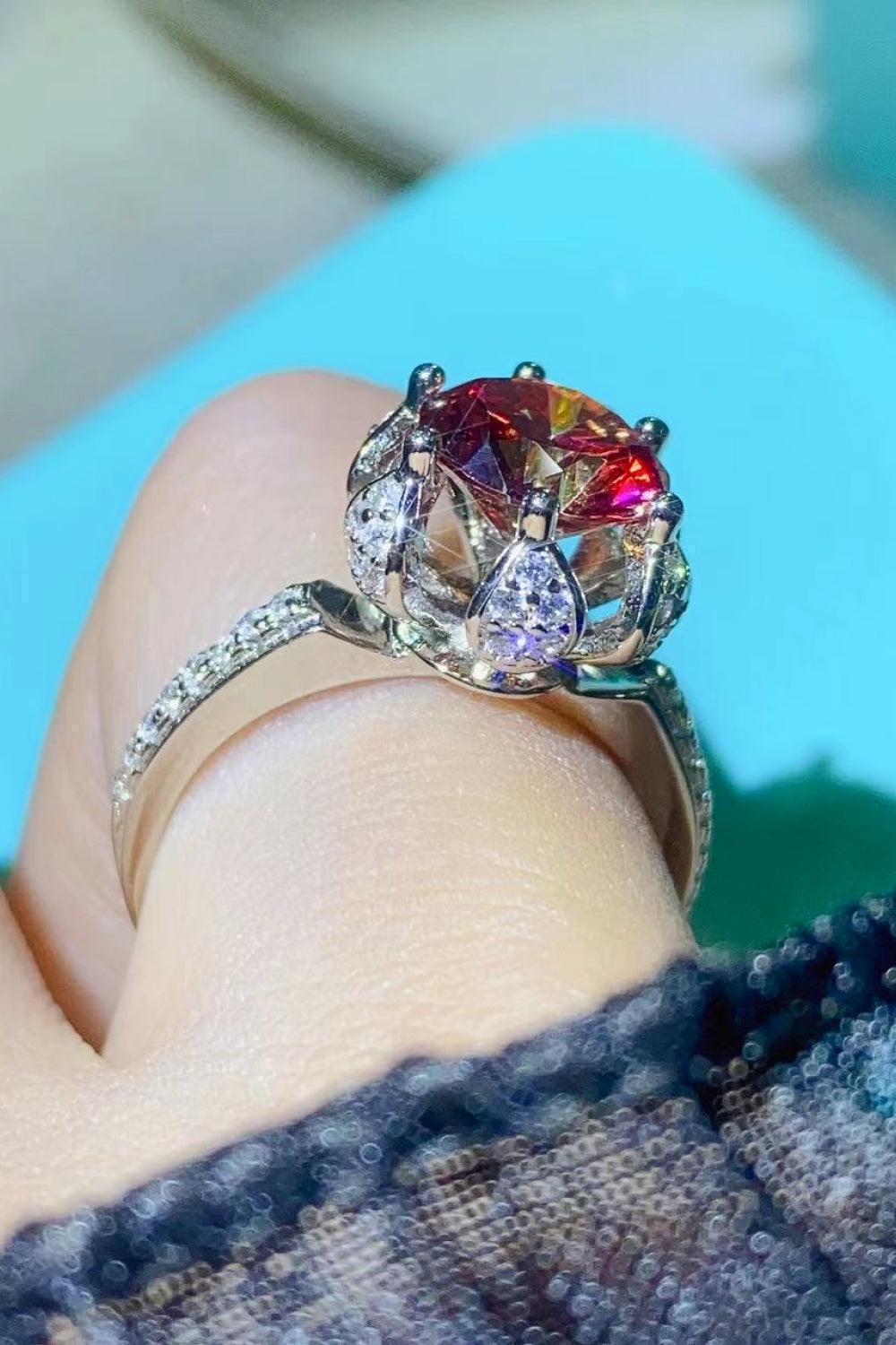 Awe-Inspiring Zircon Accents 2 Carat Moissanite Ring - MXSTUDIO.COM