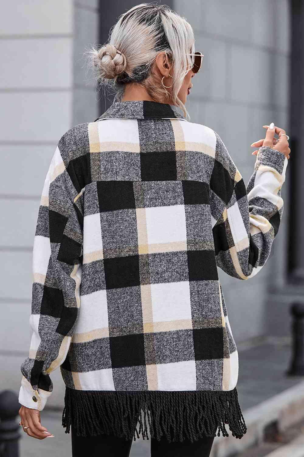 Awesome Autumn Plaid Snap Button Jacket - MXSTUDIO.COM