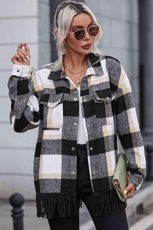 Awesome Autumn Plaid Snap Button Jacket - MXSTUDIO.COM