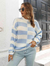 Awesome Fall Striped Two Tone Sweater - MXSTUDIO.COM