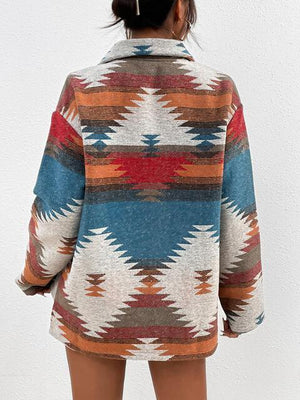 Aztec Inspired Button Down Geometric Jacket-MXSTUDIO.COM