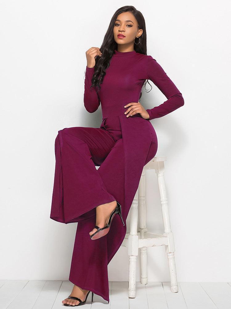 Back-Zip Jumpsuit with Flattering Fit - MXSTUDIO.COM