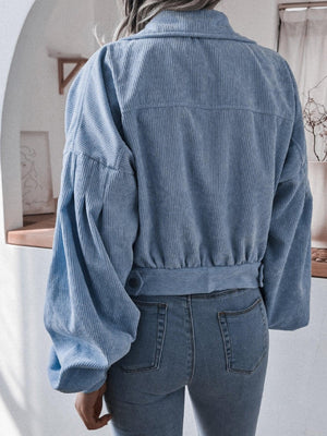 Balloon Cuff Cropped Corduroy Jacket - MXSTUDIO.COM