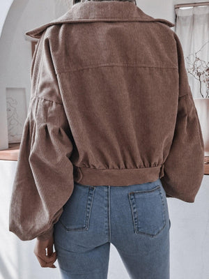 Balloon Cuff Cropped Corduroy Jacket - MXSTUDIO.COM