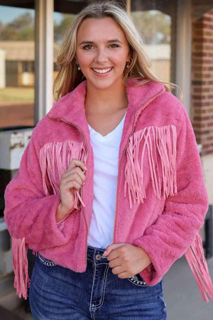 Barbie Cowgirl Hot Pink Fringe Jacket - MXSTUDIO.COM