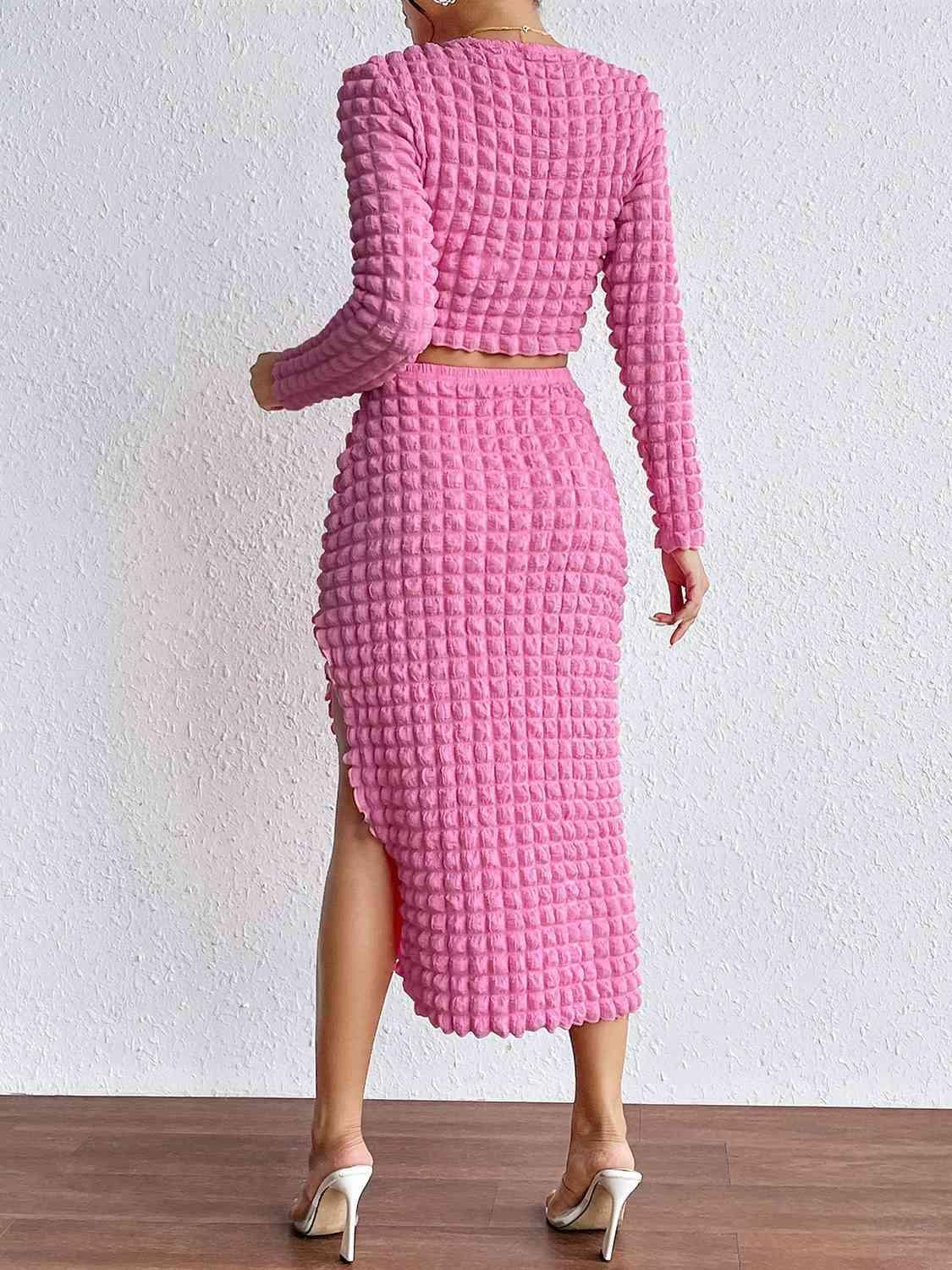 Barbie Elegance Long Sleeve Crop Top and Skirt Set - MXSTUDIO.COM