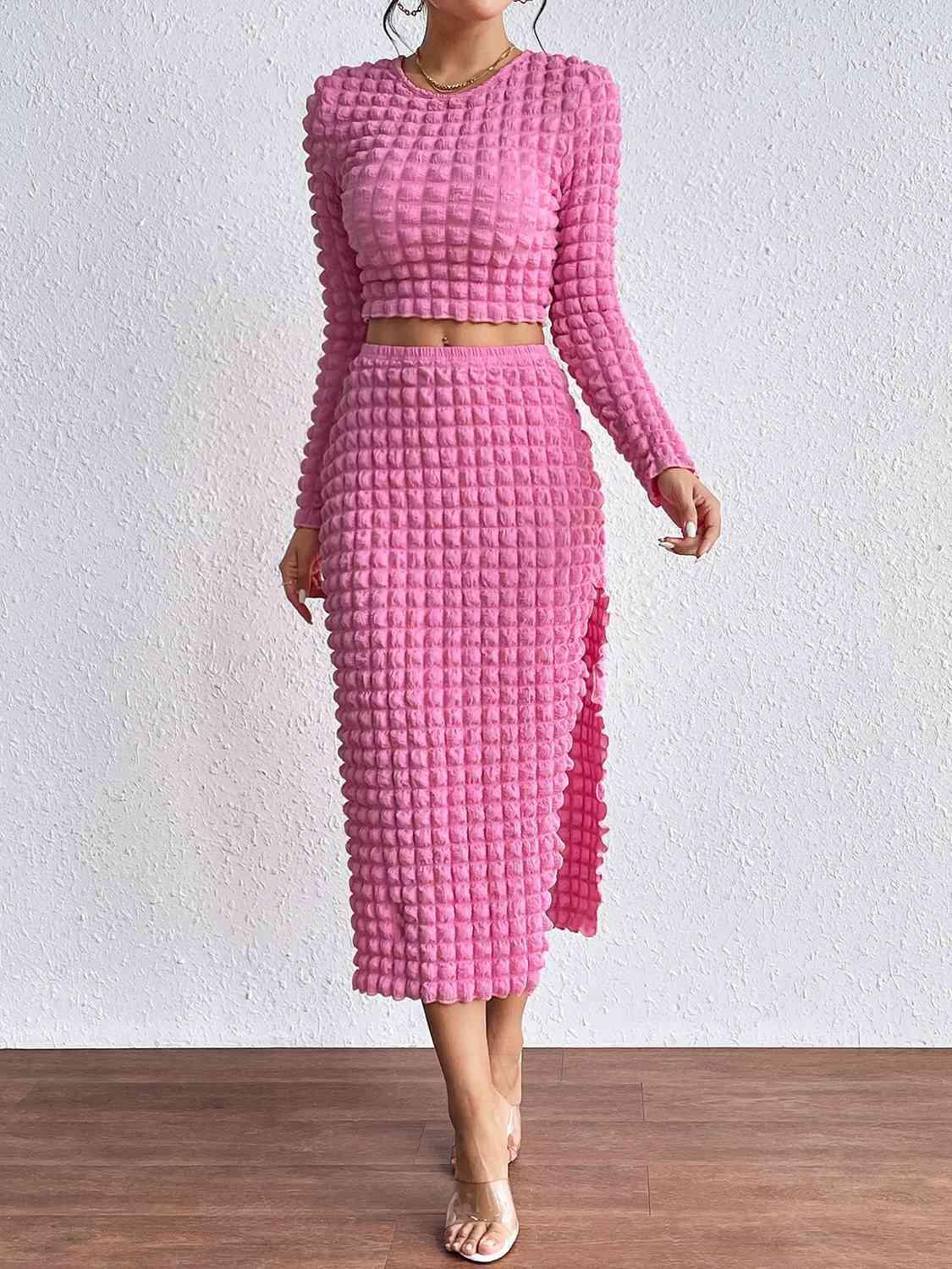 Barbie Elegance Long Sleeve Crop Top and Skirt Set - MXSTUDIO.COM