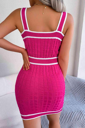 Barbie Girl Square Neck Sleeveless Knit Dress-MXSTUDIO.COM