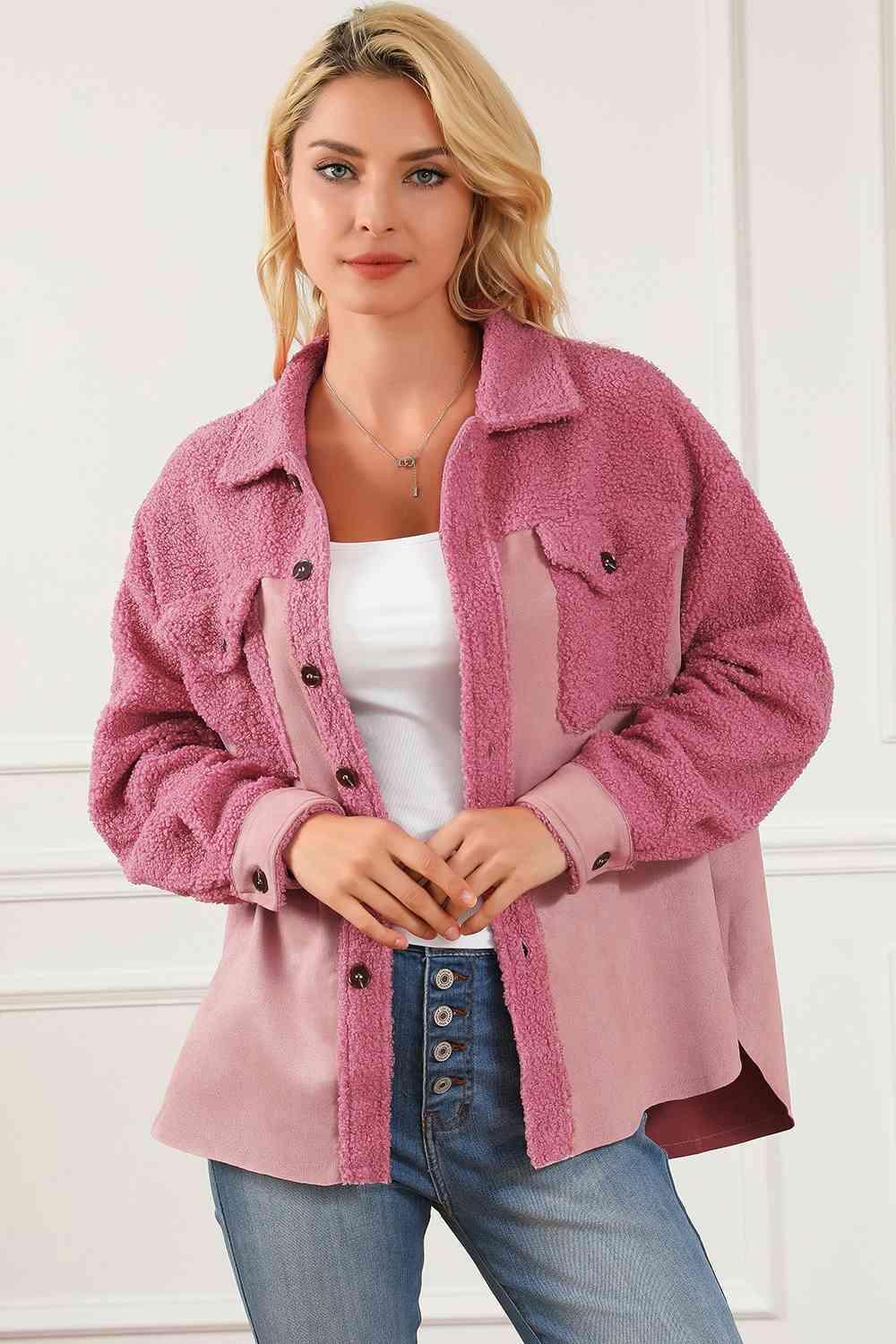 Barbie Snug Button Down Faux Fleece Jacket - MXSTUDIO.COM