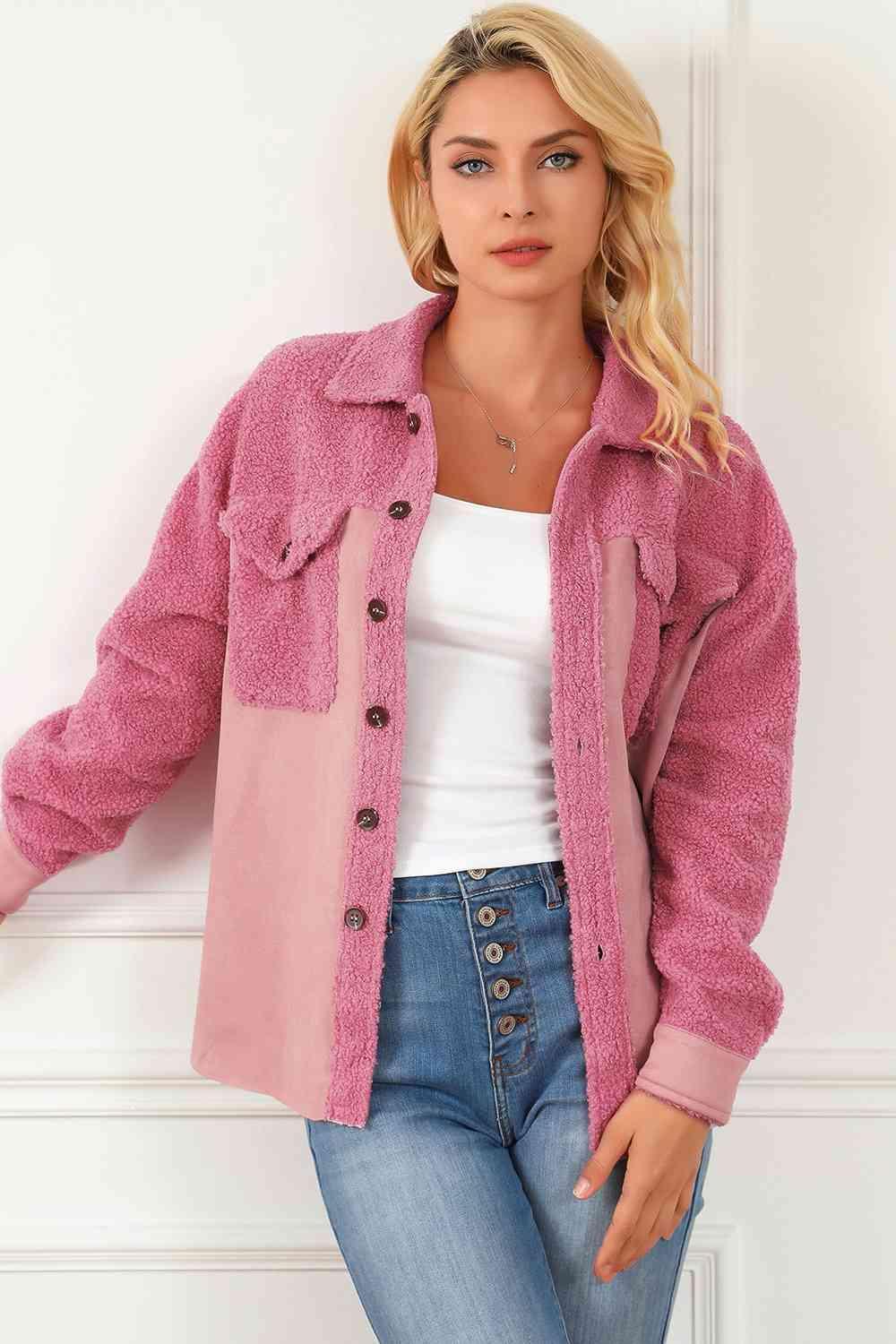 Barbie Snug Button Down Faux Fleece Jacket - MXSTUDIO.COM