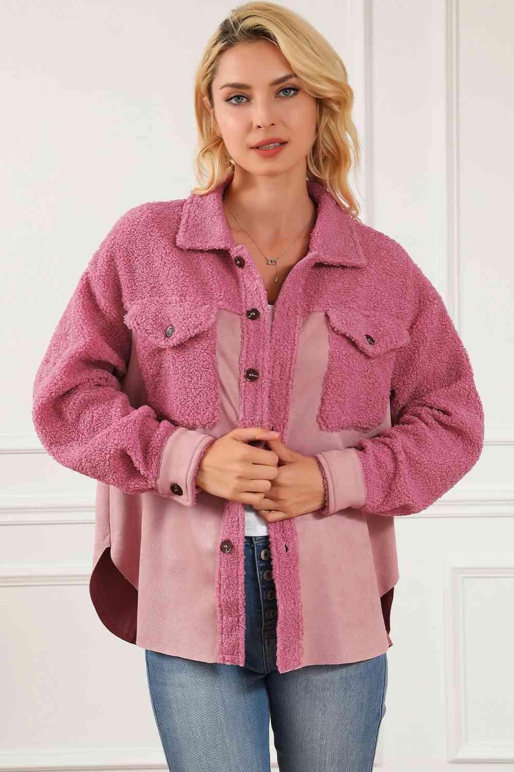 Barbie Snug Button Down Faux Fleece Jacket - MXSTUDIO.COM