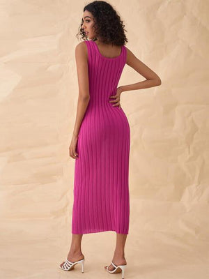 Barbiecore Knit Sleeveless Sweater Dress - MXSTUDIO.COM