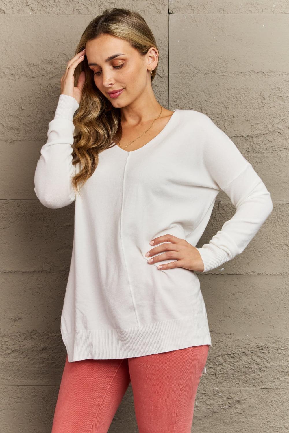 Basic Comfort V Neck Tunic Sweater - MXSTUDIO.COM