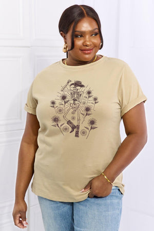 Basic Graphic Plus Size Cotton Skeleton T Shirt - MXSTUDIO.COM