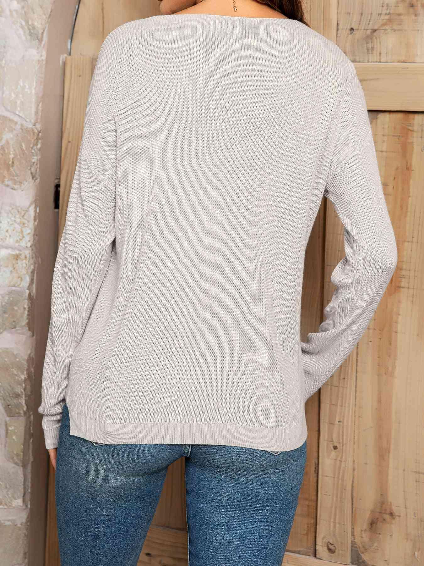 Basic Warmth V Neck Knit Sweater-MXSTUDIO.COM