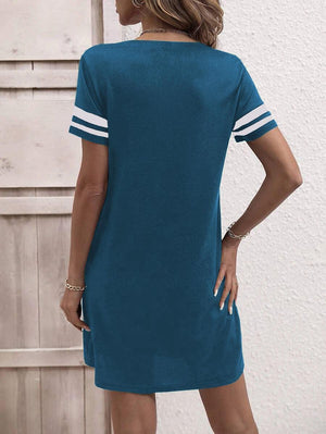 Basic Yet Classy Mini V Neck Short Sleeve Dress - MXSTUDIO.COM