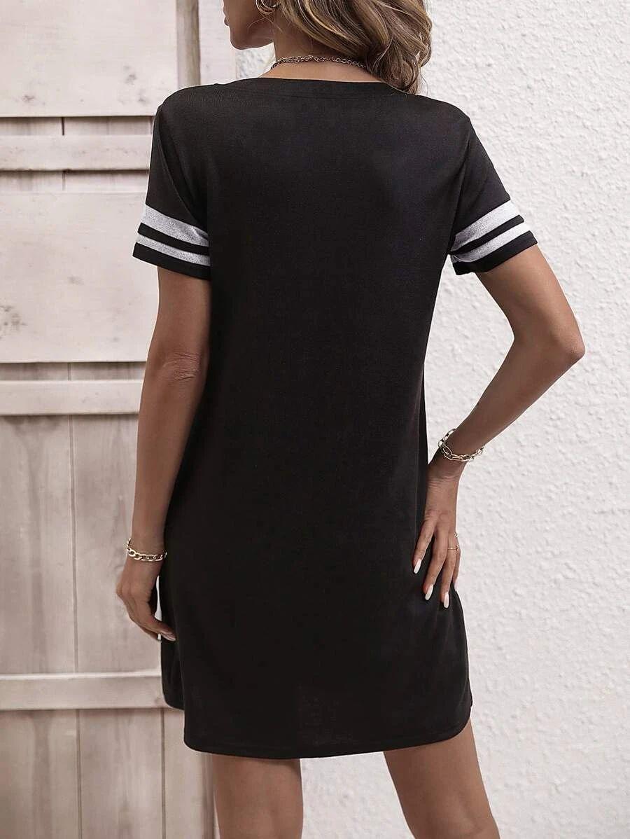 Basic Yet Classy Mini V Neck Short Sleeve Dress - MXSTUDIO.COM