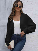 Bat Sleeve Open Front Knit Cardigan - MXSTUDIO.COM