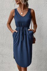 Be Bold Curved Hem Sleeveless Midi Dress - MXSTUDIO.COM