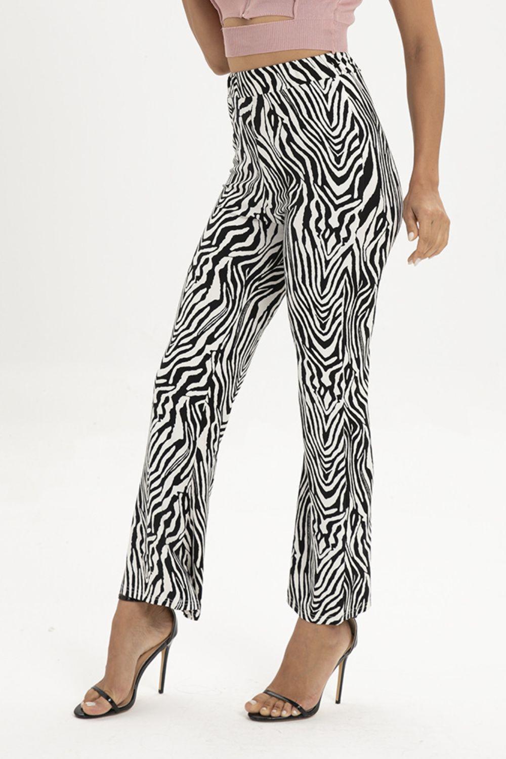 Be Bold High Waist Straight Leg Zebra Print Pants - MXSTUDIO.COM