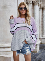 Be Bold Ribbed Oversized Striped Sweater - MXSTUDIO.COM