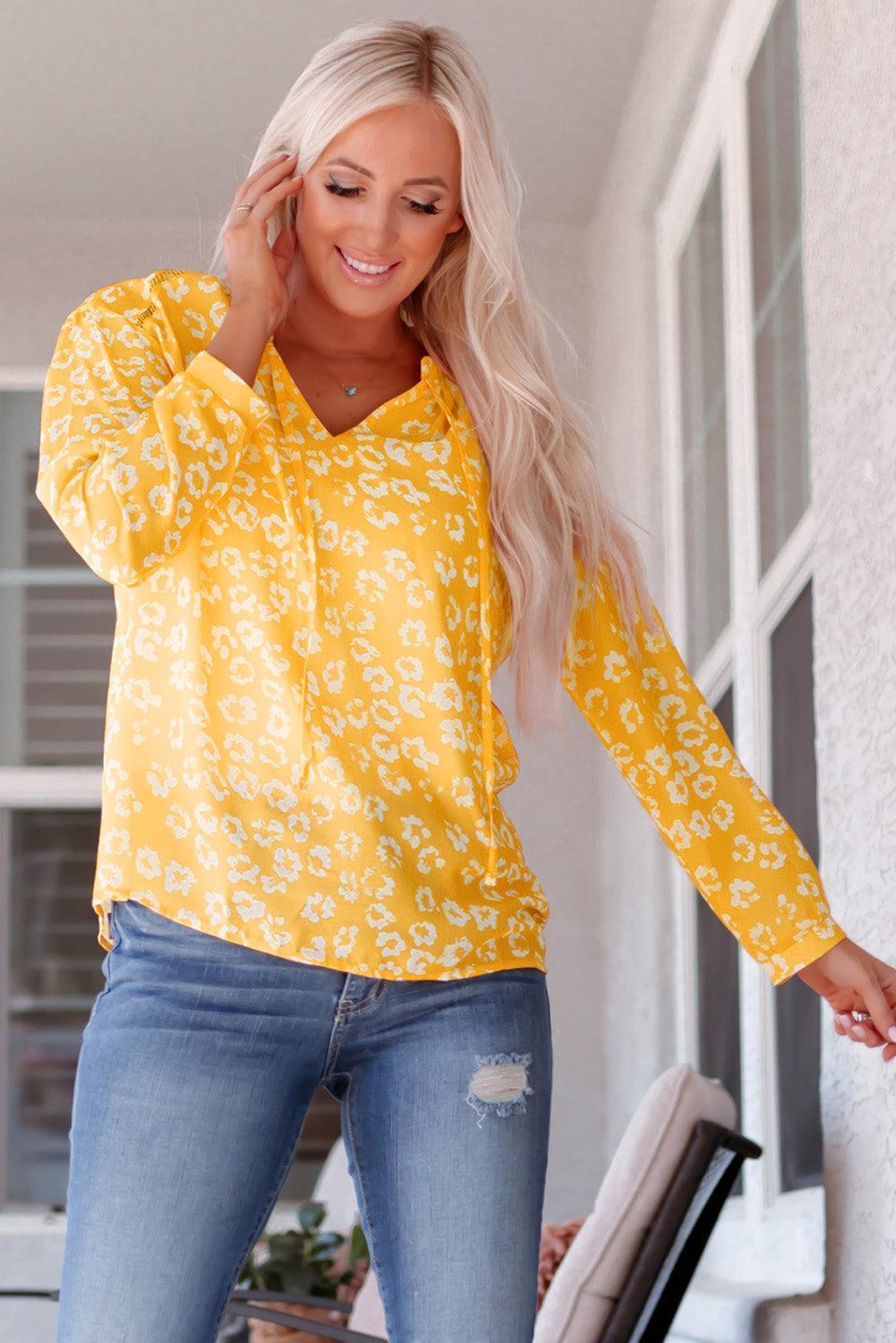 Be Bright Be You Yellow Long Sleeve Blouse - MXSTUDIO.COM